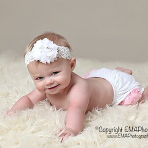 White Baptism Headband, White Headband, Baptism Headband, White Christening Headband, White First Communion Headband, Cross headband image 3