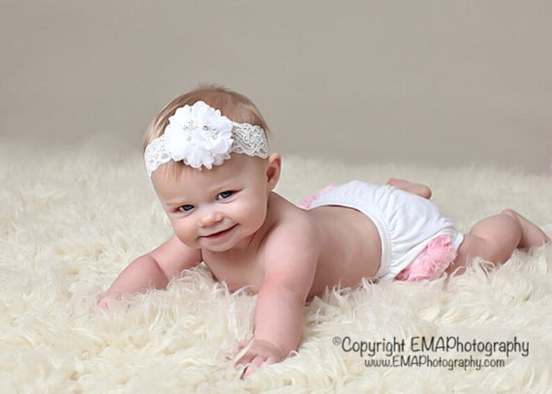 White Baptism Headband, White Headband, Baptism Headband, White Christening Headband, White First Communion Headband, Cross headband image 3