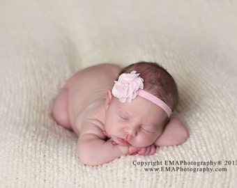 Pink Headband, Pink baby Headband, pink newborn headband, pink Flower Girl Headband, light pink headband, pink flower headband, pink clip