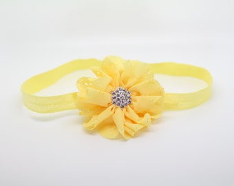 Yellow Headband, Yellow Flower Headband, Yellow Flower Girl Headband, yellow baby headband, Yellow birthday headband, yellow Clip