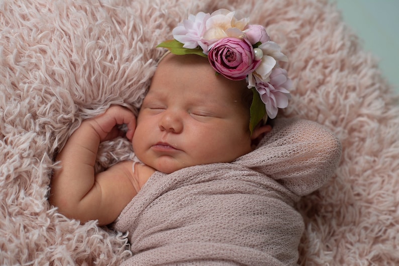 pink newborn photo prop Pink Headband Couture Headband Pink Newborn headband pink flower girl headband pink flower headband