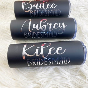 Personalized bridesmaid tumbler, Personalized skinny tumbler, bridesmaid tumbler, bridesmaid gift, skinny tumbler, 20 oz tumbler, bridal