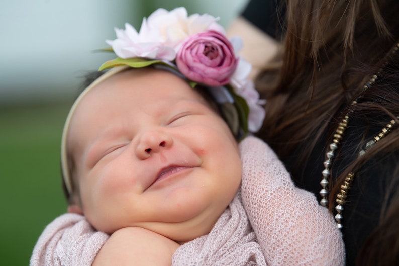 pink newborn photo prop Pink Headband Couture Headband Pink Newborn headband pink flower girl headband pink flower headband