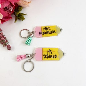 Personalized teacher gifts, personalized teacher keychain, personalized keychain, pencil keychain, teacher keychain, custom teacher gift