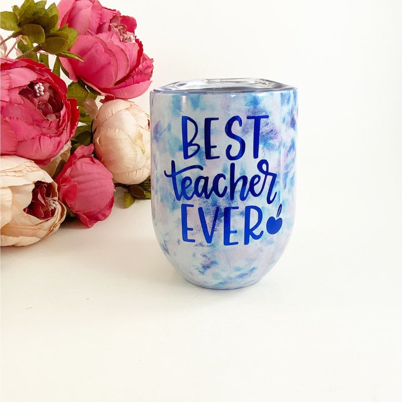 Best teacher ever, teacher wine tumbler, teacher gift, teacher coffee tumbler, custom wine tumbler,teacher cup, teacher gifts image 3