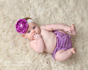 Purple Headband, Lace Headband, Purple Flower Headband, Purple birthday headband, Purple flower girl headband, flower headband, Purple Clip