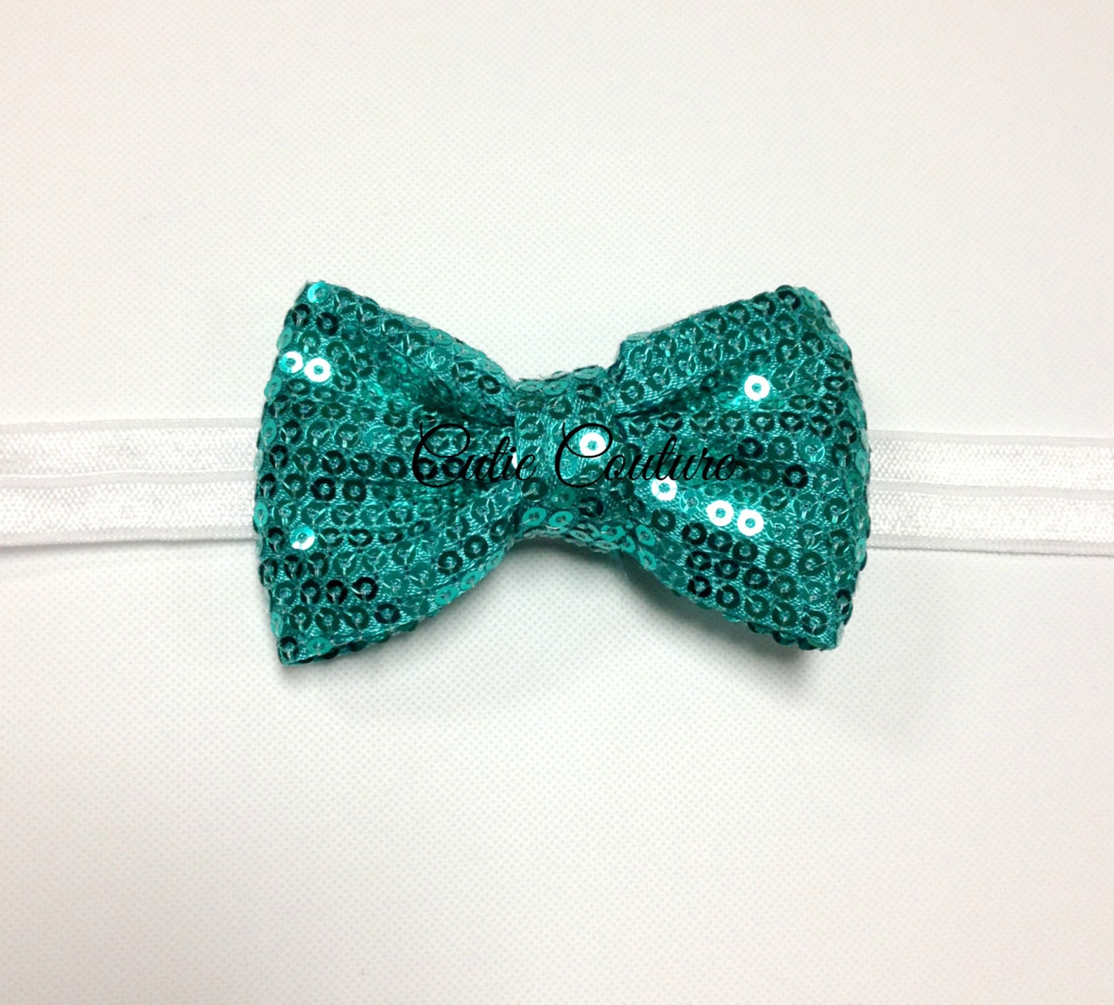 Teal Sequin Bow Headband Teal Bow Headband Sequin Bow Clip Etsy