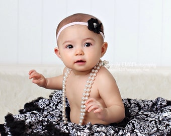 Black headband, black baby Headband, black Flower Girl Headband, black Birthday Headband, black flower headband, black newborn headband