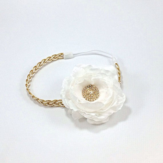 White and Gold Headband, White Headband, Gold Headband  display picture 1