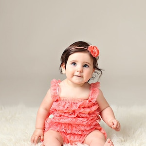 Coral Headband, coral Newborn Headband, coral Flower Girl Headband, coral Flower Headband, coral baby headband, newborn headband, coral clip