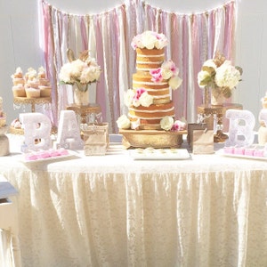 Pink & Gold Baby Shower Table Garland Backdrop - Event Decor, Wedding