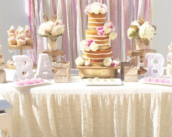 Pink & Gold Baby Shower Table Garland Backdrop - Event Decor, Wedding