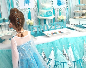 Frozen inspired Garland Backdrop with Sparkle Silver Sequin & Lace - Party Decor, Birthday Decorations