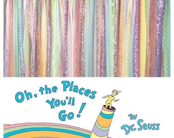 Seuss inspired Places You will Go Sparkle Sequin Fabric Backdrop - Birthday Garland, Photo Prop, Cake Smash, Curtain, Baby Shower, Nursery