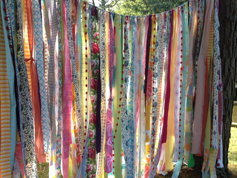 Gypsy Boho Curtain Fabric Garland Backdrop Dorm Teen Room Etsy