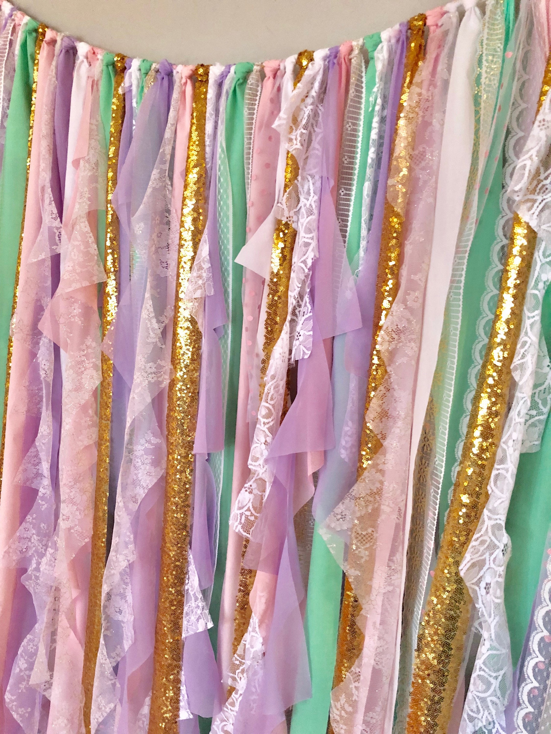 sequin Fabric garland backdrop -5x6- Pink & Gold event backdrop garland fabric lace sequin Fabric garland backdrop -5x6- Pink & Gold event backdrop garland fabric lace