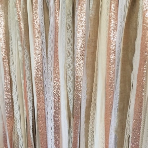 Rose Gold Sequin Garland Backdrop Rustic Chic Wedding, Photo Prop, Curtain, Baby Shower, Party Decorations image 1