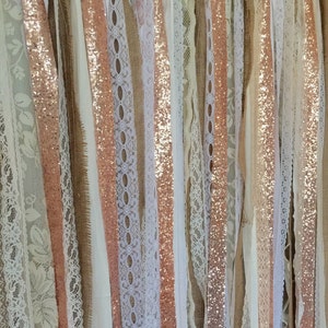 Rose Gold Sequin Garland Backdrop Rustic Chic Wedding, Photo Prop, Curtain, Baby Shower, Party Decorations image 3