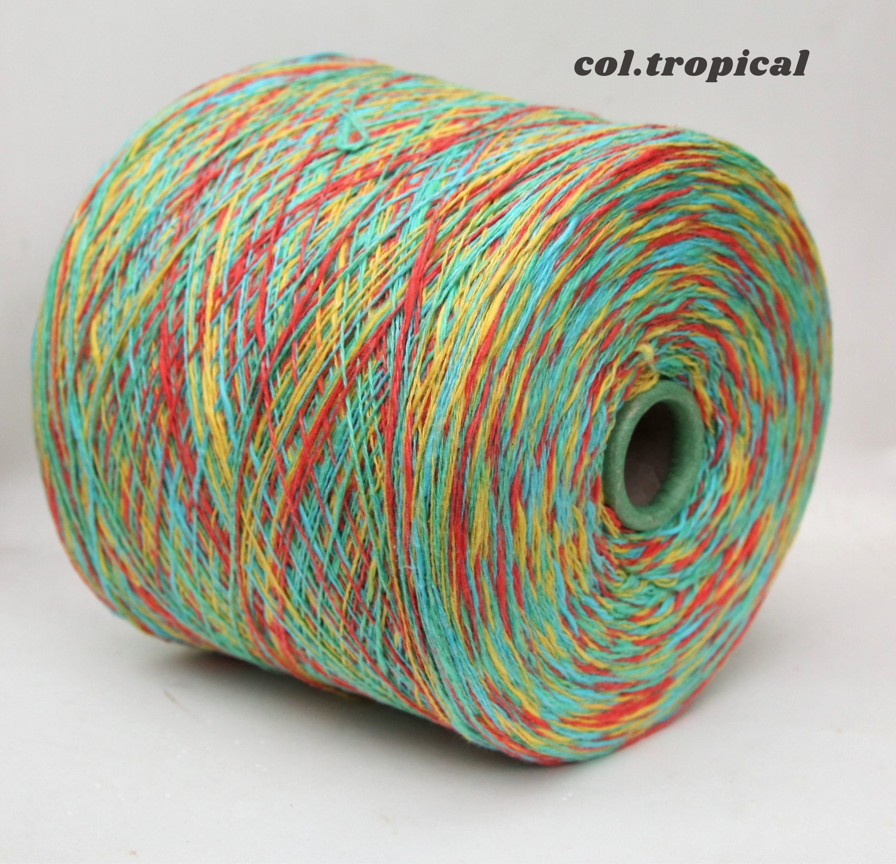 Cotton / linen yarn on cone, 900g cone, space dyed yarn for knitting