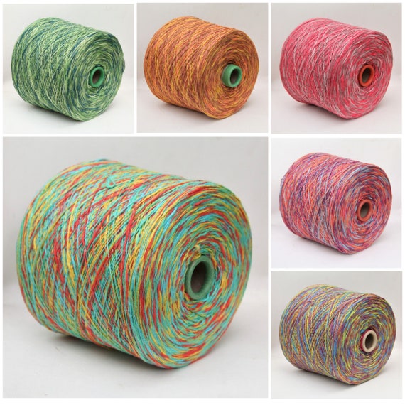 Cotton/linen yarn on cone, space dyed yarn for knitting, weaving and crochet, per 100g