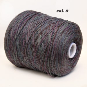 Fil de 100% laine mérinos sur cône, fil à gradient de couleur pour le tricot, tissage et crochet, vendu par 100g Col.8