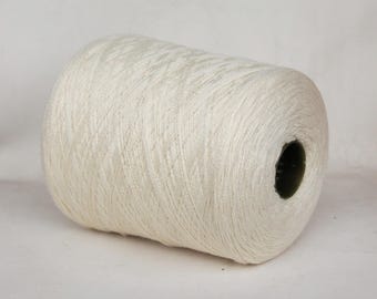 Silk / wool merino yarn on cone, undyed lace weight knitting yarn, weaving yarn, crochet yarn, per 100g