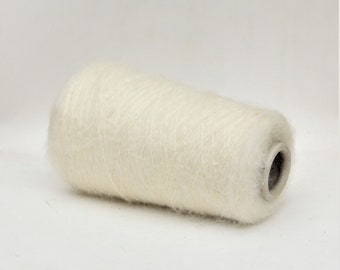 Superkid mohair / silk yarn on cone, undyed superkid mohair / silk yarn, fluffy yarn for knitting, weaving and crochet, per 25g