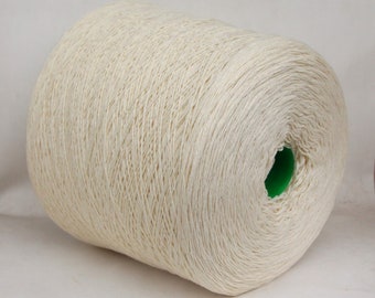 Wool merino / cotton yarn on cone, undyed yarn, light fingering / sock weight yarn for knitting, weaving and crochet, per 100g