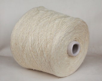 Linen / tussah silk yarn on cone, undyed yarn, fingering / sock weight yarn for knitting, weaving and crochet, per 100g