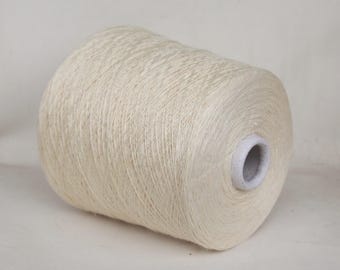 Linen / tussah silk yarn on cone, undyed yarn, lace weight yarn for knitting, weaving and crochet, 1kg cone
