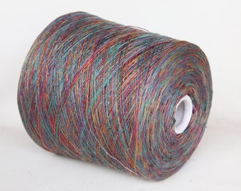 100% linen yarn on cone, space dyed lace weight yarn for knitting, weaving and crochet, per 100g