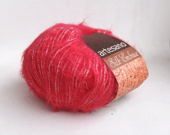 Brushed Suri alpaca / mulberry silk yarn,  light worsted / DK yarn for knitting, weaving and crochet, 100g skein