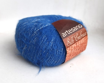 Brushed Suri alpaca / mulberry silk yarn,  light worsted / DK yarn for knitting, weaving and crochet, 100g skein