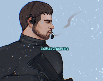 Impresión invernal de Chris Redfield de Resident Evil Village (5 x 7)