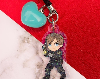 Leon Kennedy RPD RE2 Resident Evil Holographic Phone Charm Keychain