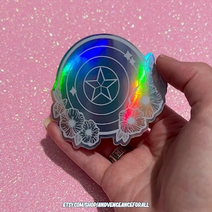 Captain America Rainbow Shield Holographic Vinyl Sticker