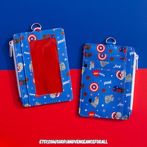 Cartera de piel sintética con foto de Stucky Steve Rogers y Bucky Barnes para identificación / Vengadores / Fandom