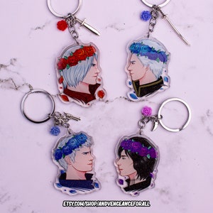 Devil May Cry Rose Crown Acrylic Charm Glitter Keychains