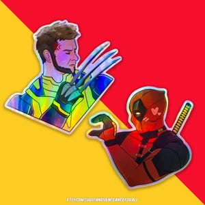 Holografische vinylstickers Deadpool x Wolverine