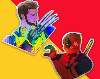 Deadpool x Wolverine Holographic Vinyl Stickers