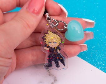 Cloud Strife Final Fantasy VII Holographic Phone Charm Keychain - Etsy