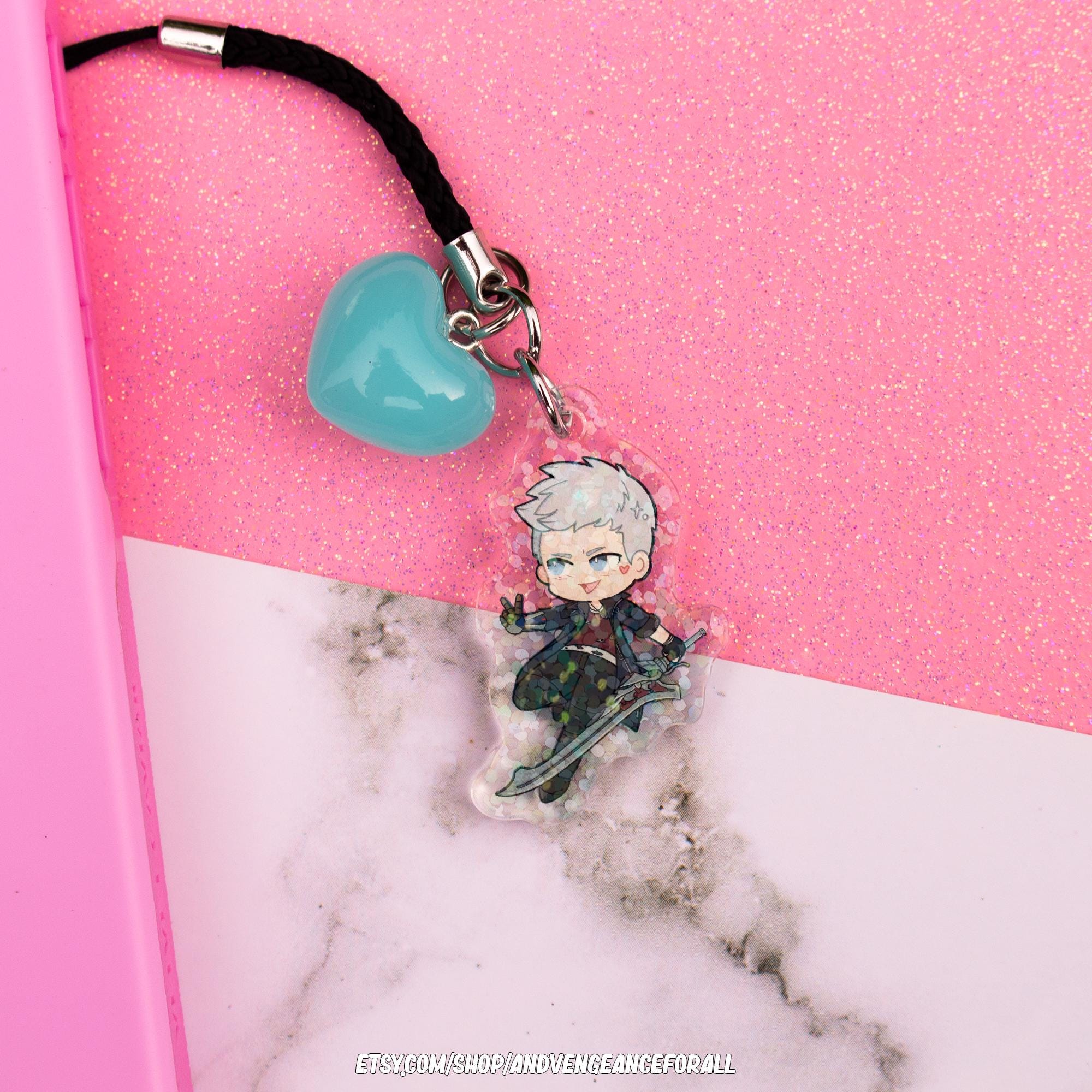 Nero Devil May Cry 5 Holographic Heart Phone Charm Acrylic