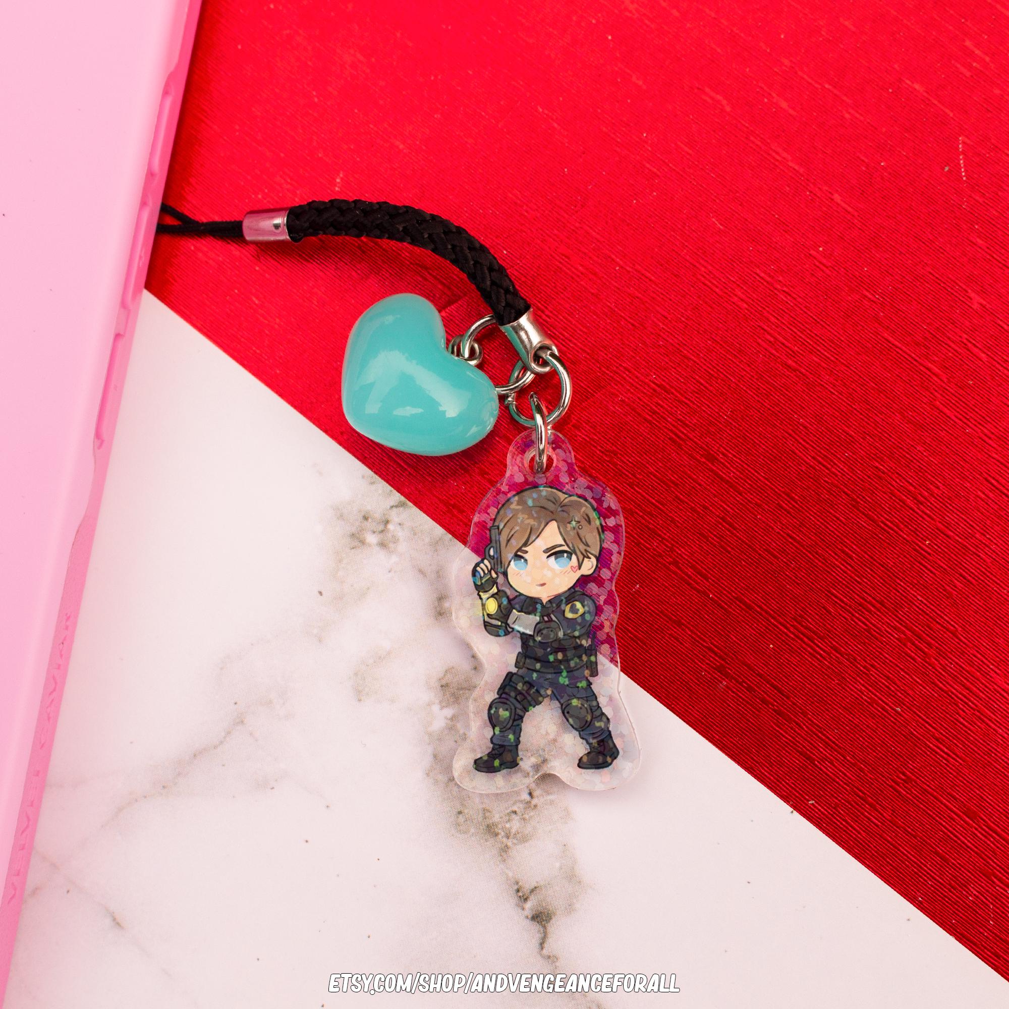 Leon Kennedy RPD RE2 Resident Evil Holographic Phone Charm