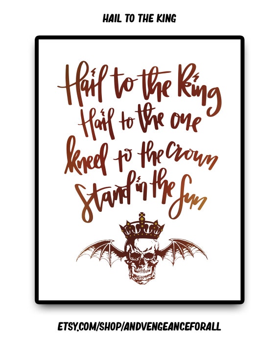 Avenged Sevenfold A7x Art Hail To The King Lyrics Hand Etsy