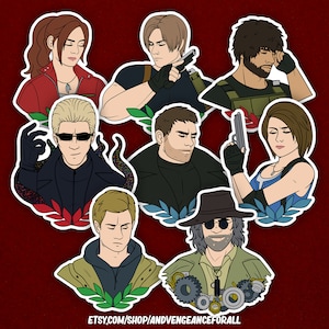 Resident Evil | Leon Kennedy | Chris Redfield | Albert Wesker Portrait Vinyl Stickers