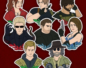 Resident Evil | Leon Kennedy | Chris Redfield | Albert Wesker Portrait Vinyl Stickers