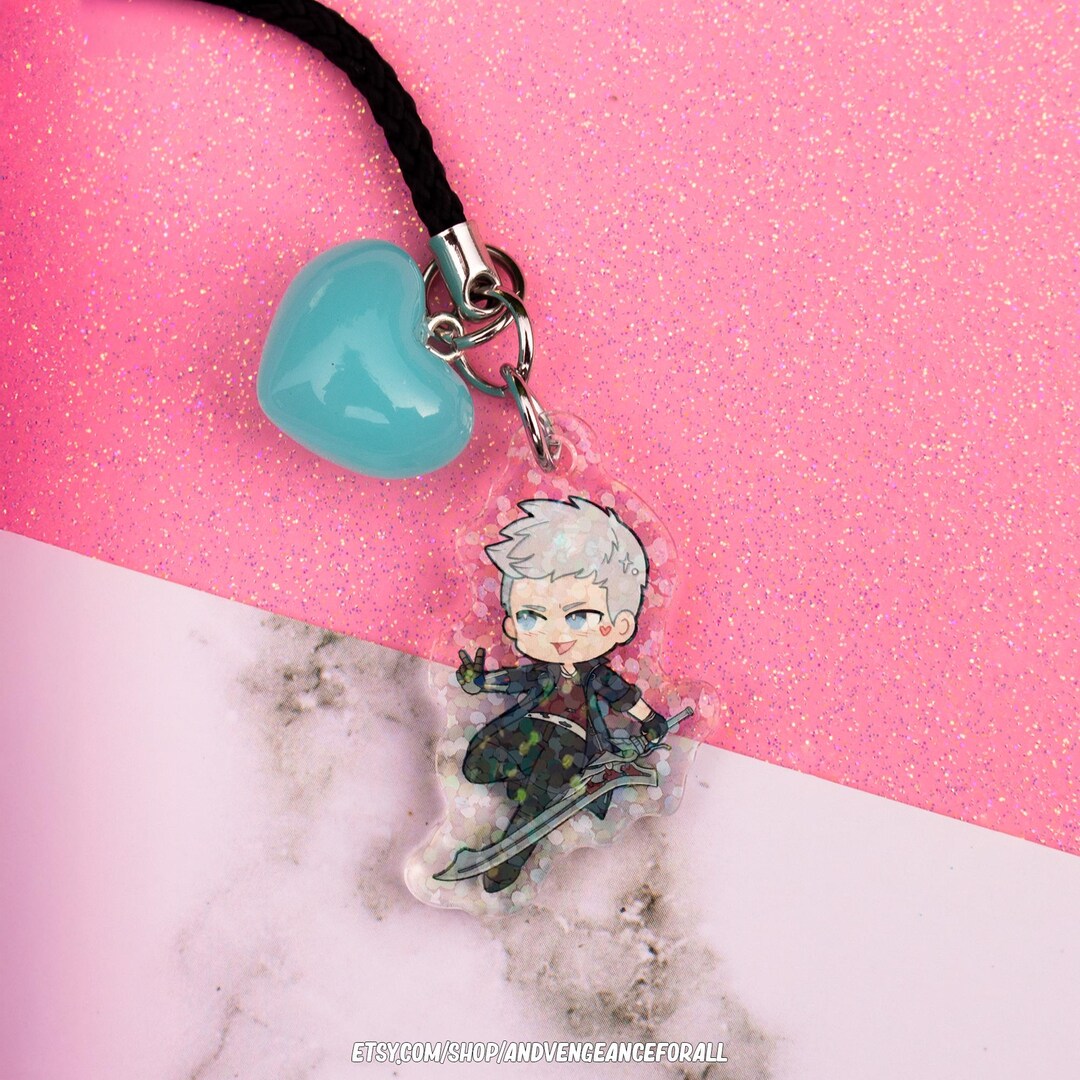 Nero Devil May Cry 5 Holographic Heart Phone Charm Acrylic