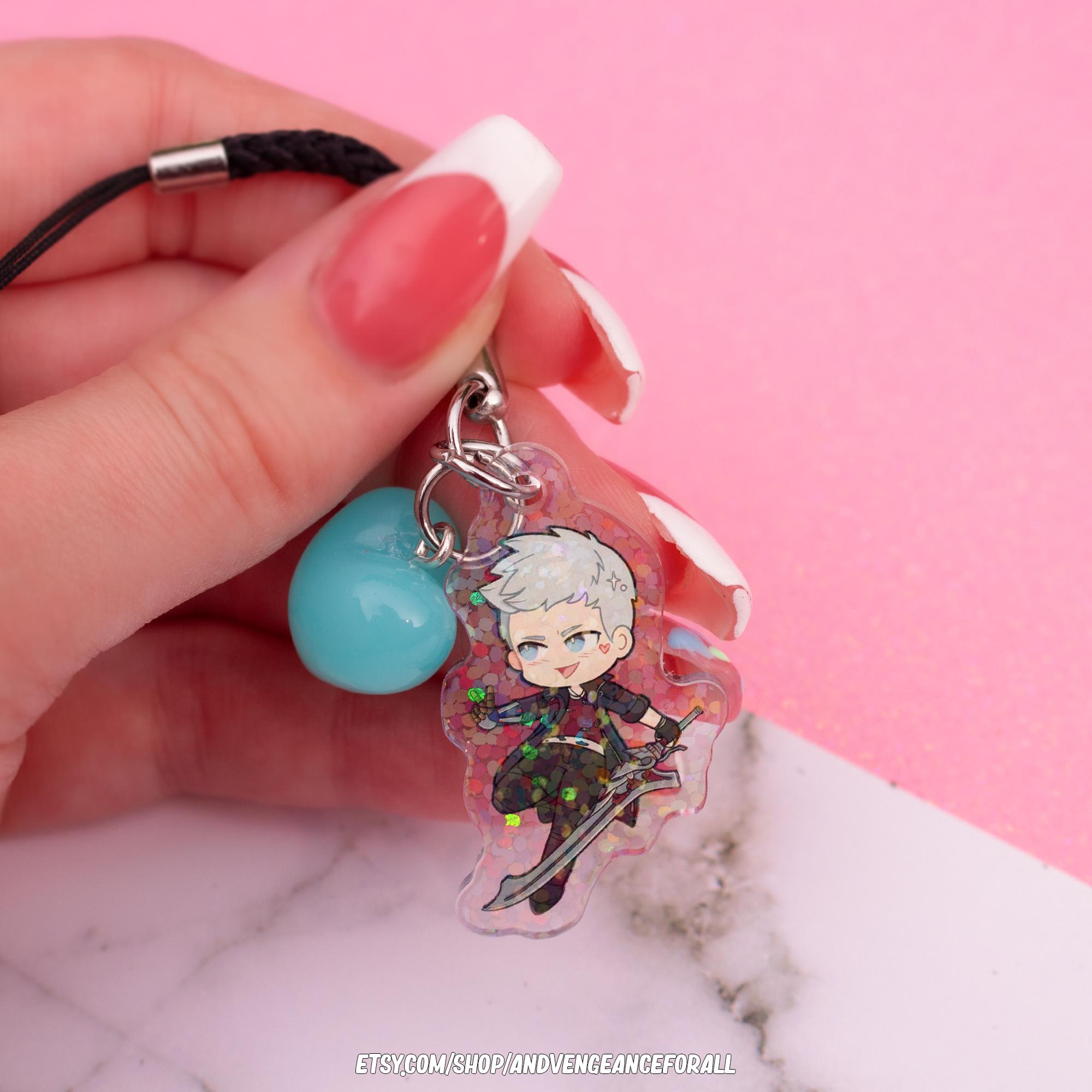 Nero Devil May Cry 5 Holographic Heart Phone Charm Acrylic