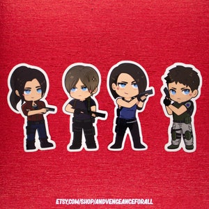 Resident Evil 2.5 Inch Vinyl Stickers | Leon Kennedy | Jill Valentine | Chris Redfield | Claire Redfield