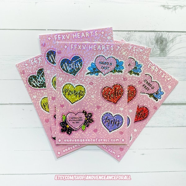 Final Fantasy XV Holographic Heart A6 Sticker Sheets